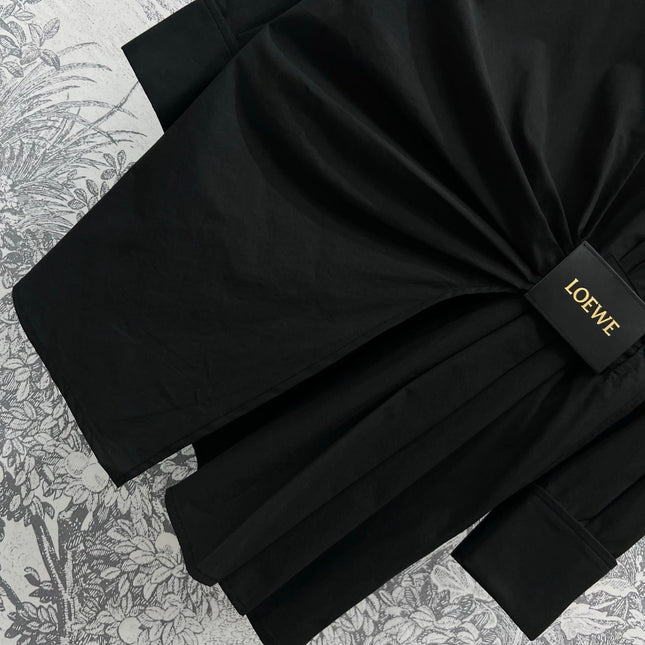 Loewe 25 Wrinkled Lace-up Shirt Black Cotton