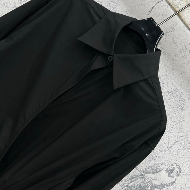 Loewe 25 Wrinkled Lace-up Shirt Black Cotton