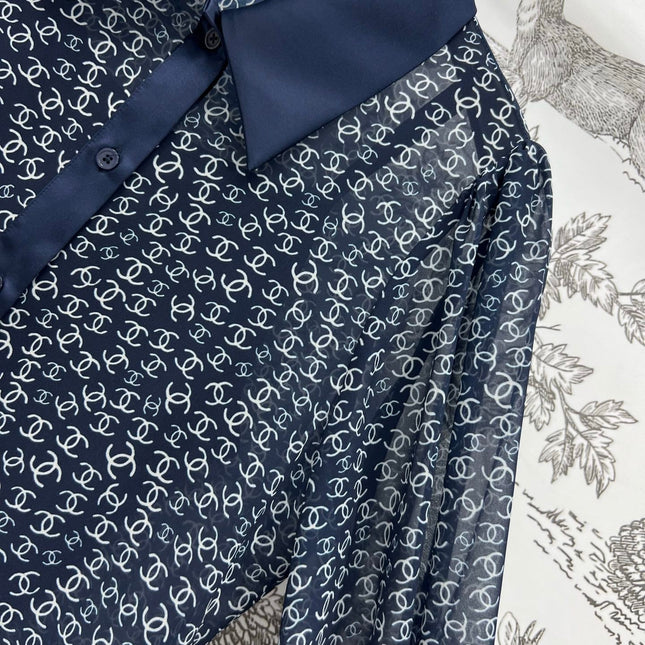 CC 25 Full-printed Logo Two-piece Shirt Dark Blue Polyester Fiber