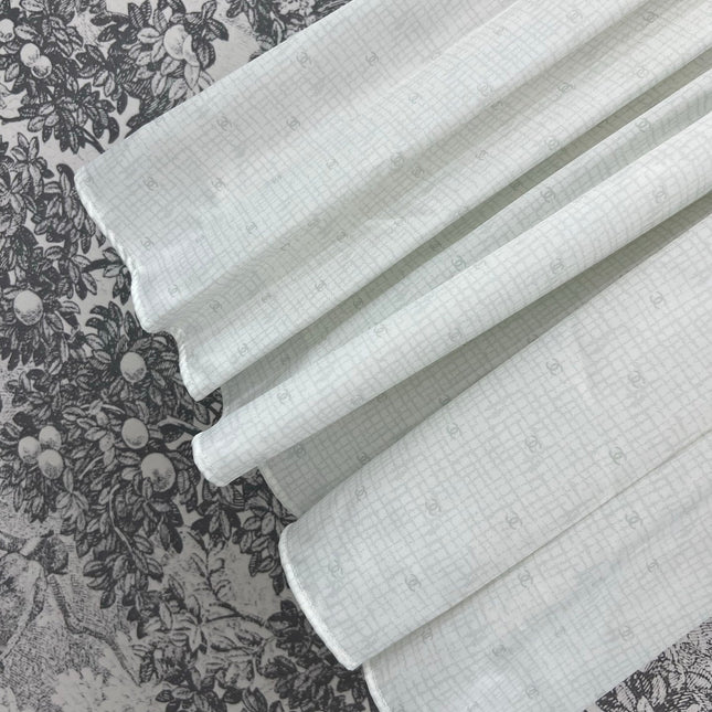 CC 25 Logo Plaid Short-sleeved Dress White Polyester Fiber