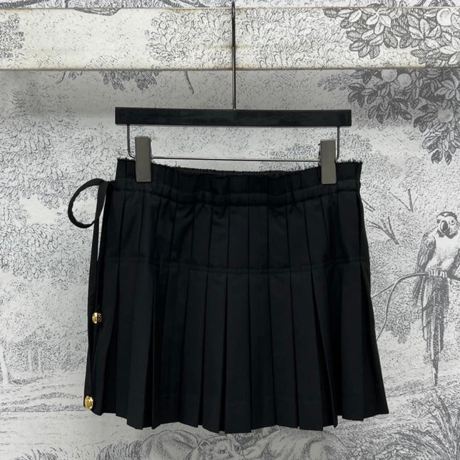 Loewe 25 Pleated Short Skirt Black Polyester Fiber
