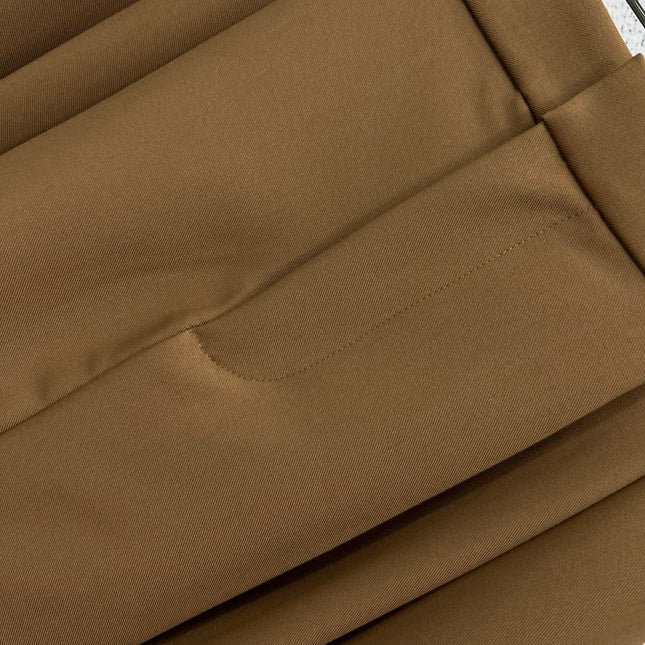 Loewe 25 Pleated Short Skirt Khaki Brown Polyester Fiber