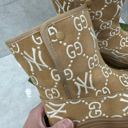 GG&NY SNOW BOOTS IN WOOD BROWN SUEDE AND WOOL LINING