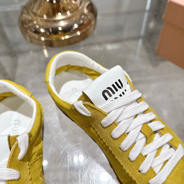 PLUME NAPPA SNEAKERS IN YELLOW SUEDE AND CANVAS