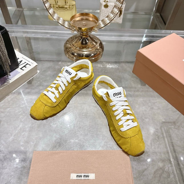 PLUME NAPPA SNEAKERS IN YELLOW SUEDE AND CANVAS