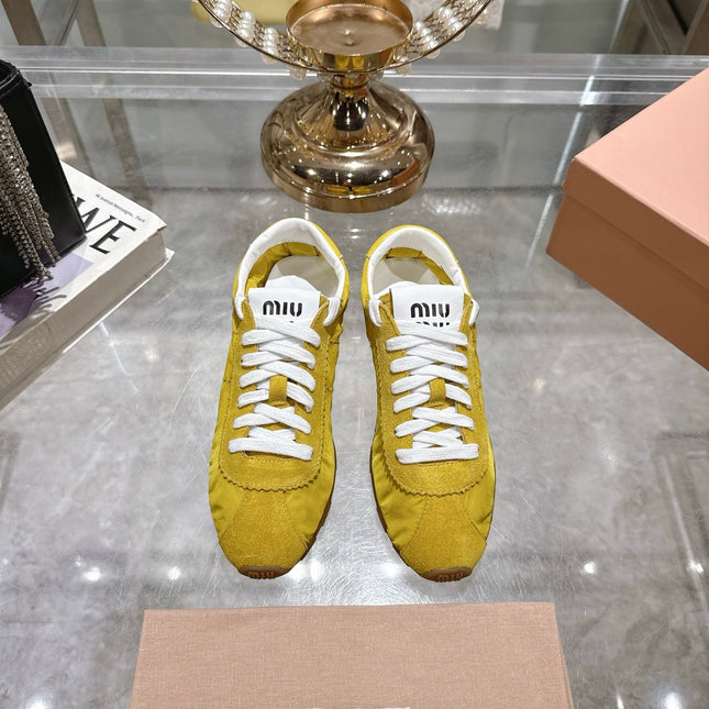 PLUME NAPPA SNEAKERS IN YELLOW SUEDE AND CANVAS