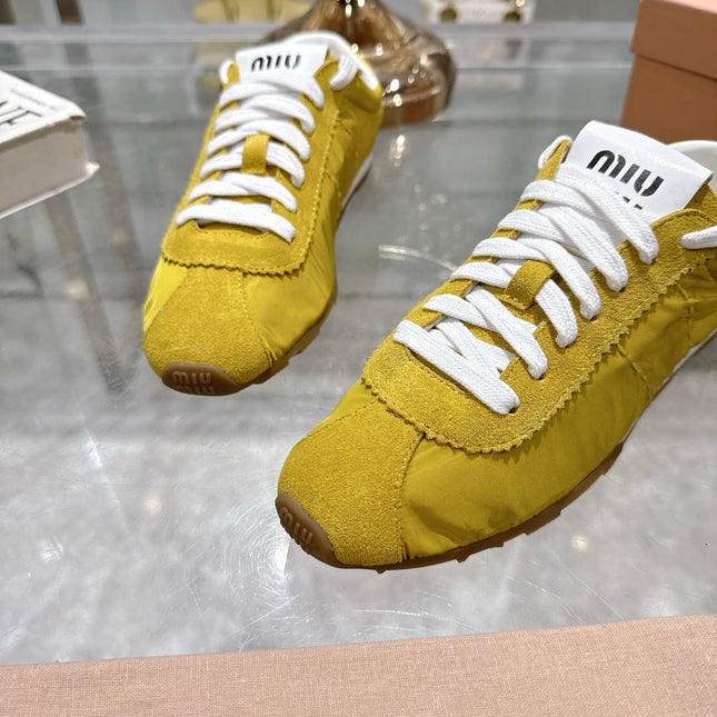 PLUME NAPPA SNEAKERS IN YELLOW SUEDE AND CANVAS
