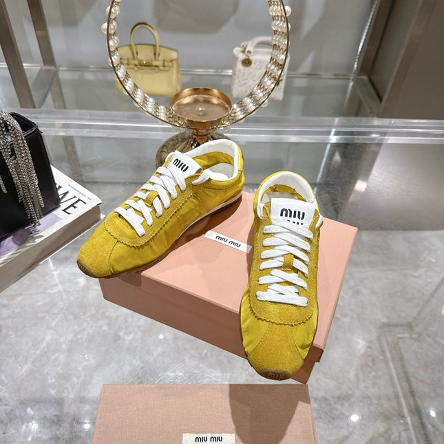 PLUME NAPPA SNEAKERS IN YELLOW SUEDE AND CANVAS