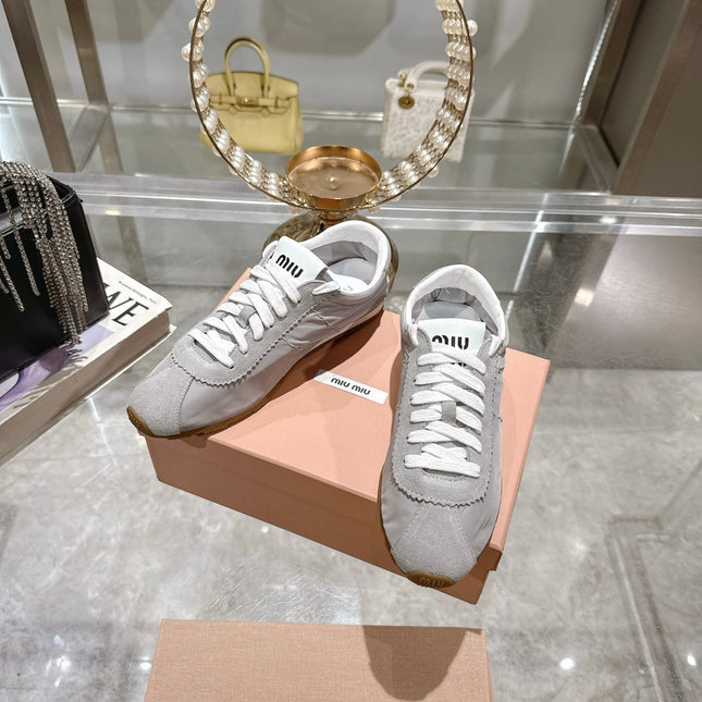 PLUME NAPPA SNEAKERS IN GREY SUEDE AND CANVAS