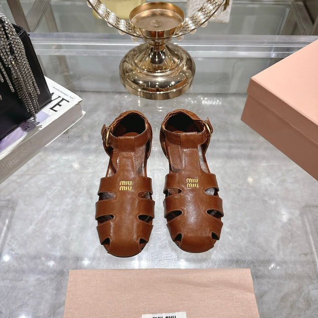 FISHERMAN BUCKLE SANDALS IN BROWN CALFSKIN