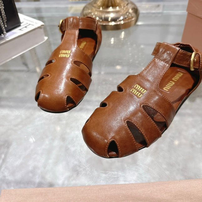 FISHERMAN BUCKLE SANDALS IN BROWN CALFSKIN