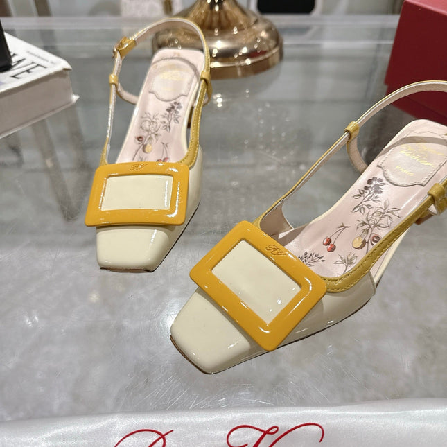 VIVIER SLINGBACK 45 IN YELLOW CALFSKIN