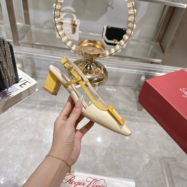 VIVIER SLINGBACK 45 IN YELLOW CALFSKIN
