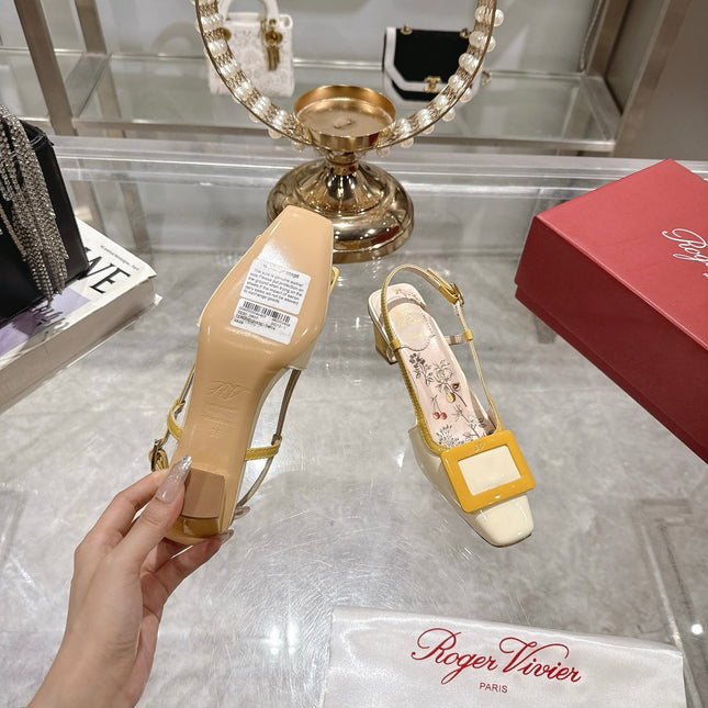 VIVIER SLINGBACK 45 IN YELLOW CALFSKIN