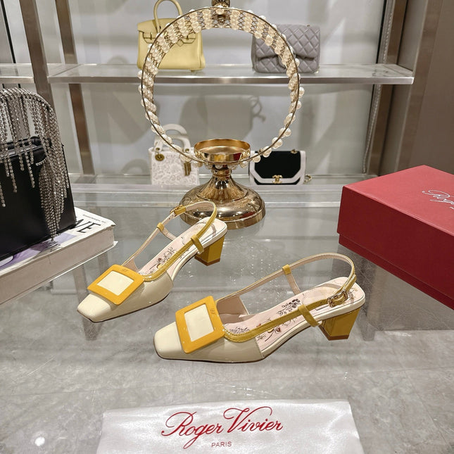 VIVIER SLINGBACK 45 IN YELLOW CALFSKIN