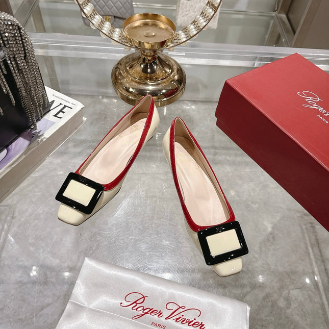 ROGER VIVIER 25S TROMPETTE BALLERINAS 25MM IN IVORY CALFSKIN