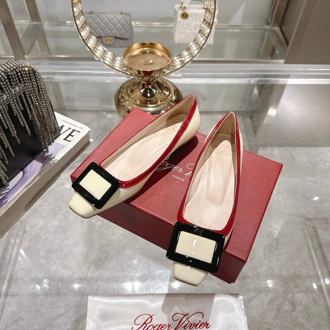 ROGER VIVIER 25S TROMPETTE BALLERINAS 25MM IN IVORY CALFSKIN