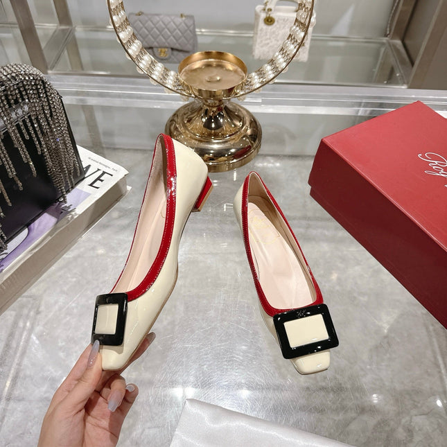 ROGER VIVIER 25S TROMPETTE BALLERINAS 25MM IN IVORY CALFSKIN