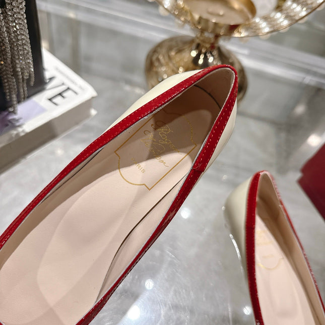 ROGER VIVIER 25S TROMPETTE BALLERINAS 25MM IN IVORY CALFSKIN