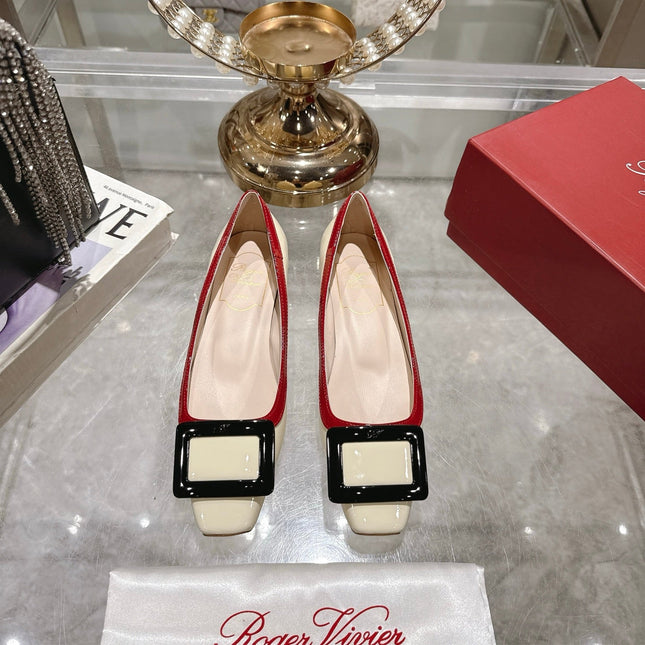 ROGER VIVIER 25S TROMPETTE BALLERINAS 25MM IN IVORY CALFSKIN