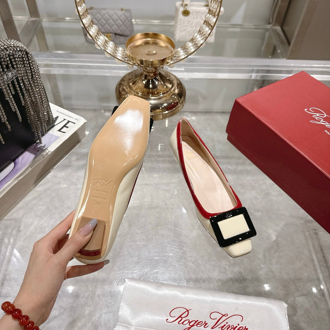 ROGER VIVIER 25S TROMPETTE BALLERINAS 25MM IN IVORY CALFSKIN