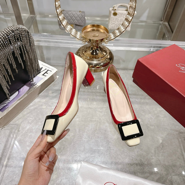 ROGER VIVIER 25S TROMPETTE BALLERINAS 45MM IN IVORY CALFSKIN