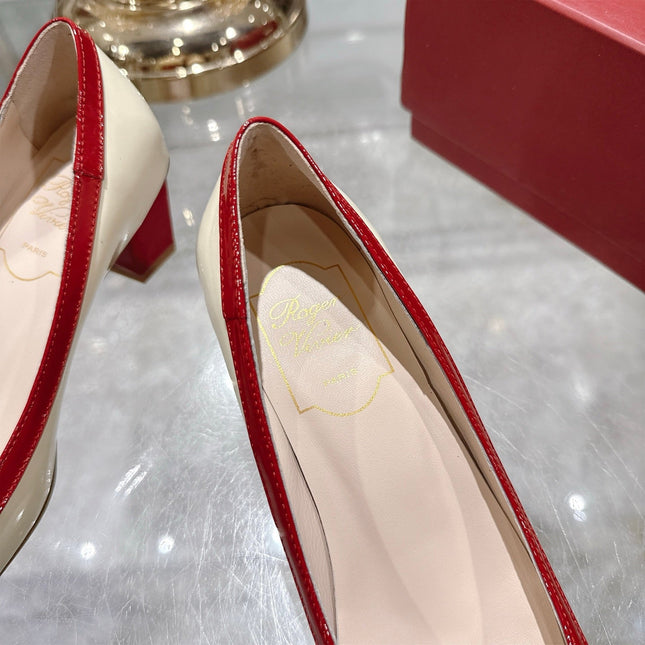 ROGER VIVIER 25S TROMPETTE BALLERINAS 45MM IN IVORY CALFSKIN