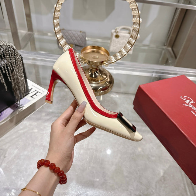 ROGER VIVIER 25S TROMPETTE BALLERINAS 75MM IN IVORY CALFSKIN