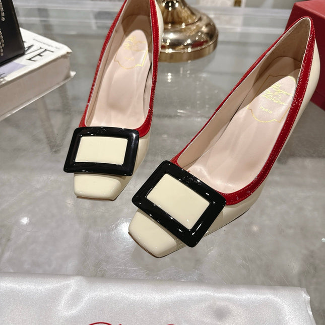 ROGER VIVIER 25S TROMPETTE BALLERINAS 75MM IN IVORY CALFSKIN