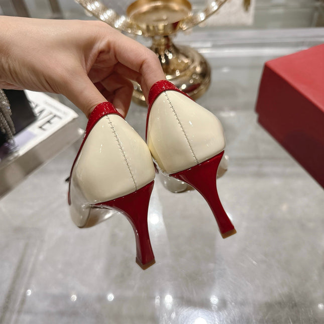 ROGER VIVIER 25S TROMPETTE BALLERINAS 75MM IN IVORY CALFSKIN