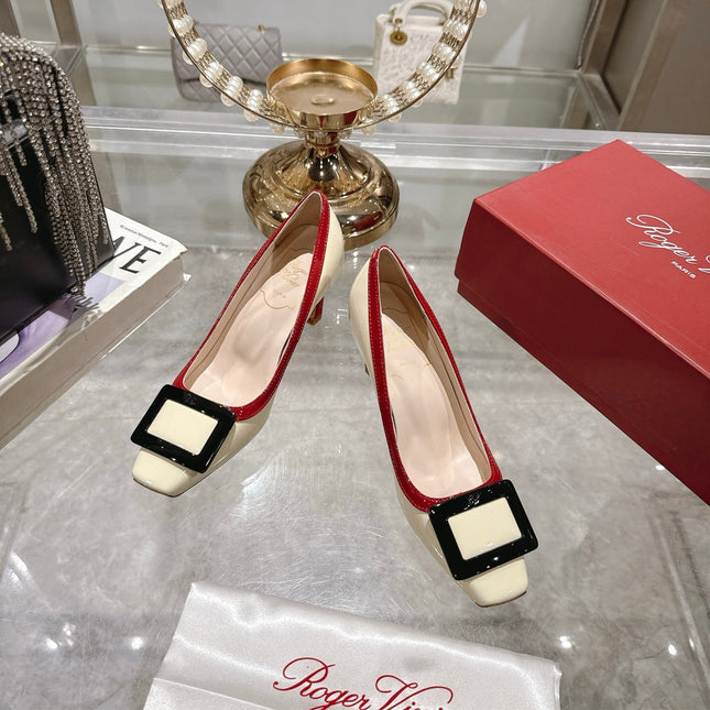 ROGER VIVIER 25S TROMPETTE BALLERINAS 75MM IN IVORY CALFSKIN