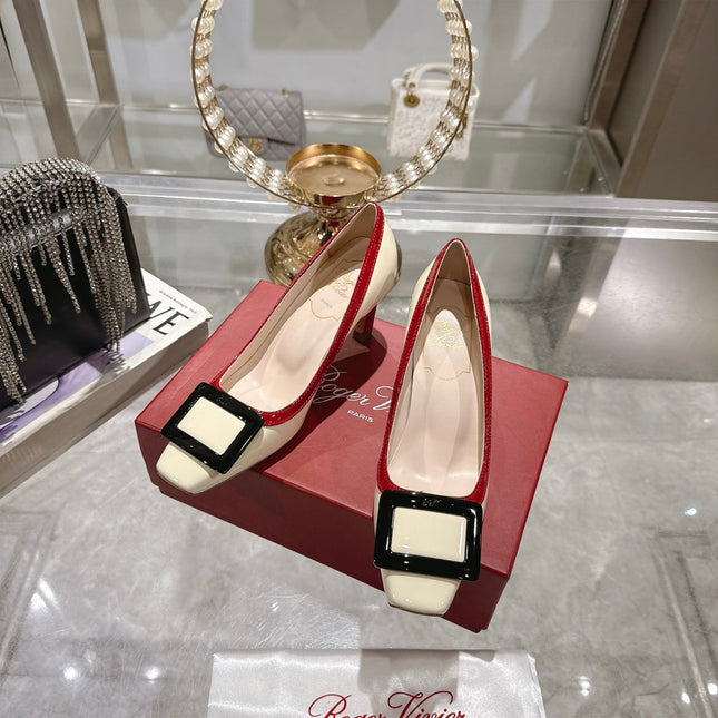 ROGER VIVIER 25S TROMPETTE BALLERINAS 75MM IN IVORY CALFSKIN