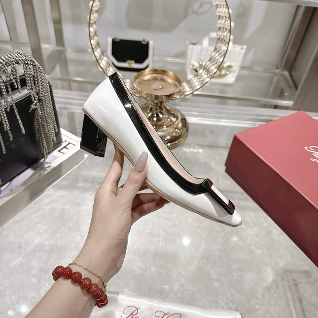 ROGER VIVIER 25S TROMPETTE BALLERINAS 45MM IN WHITE CALFSKIN