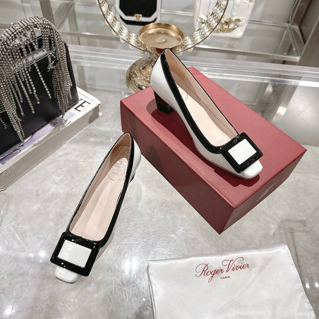 ROGER VIVIER 25S TROMPETTE BALLERINAS 45MM IN WHITE CALFSKIN