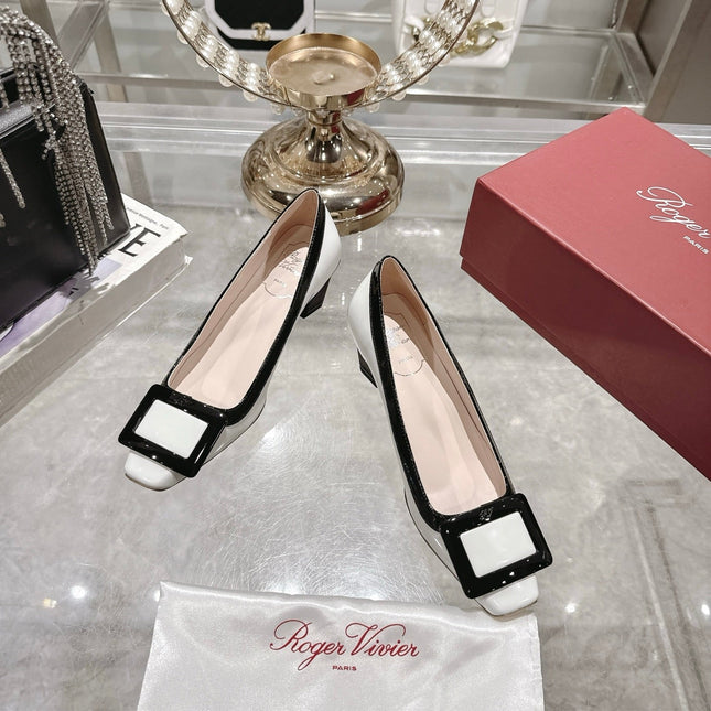 ROGER VIVIER 25S TROMPETTE BALLERINAS 45MM IN WHITE CALFSKIN