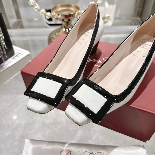 ROGER VIVIER 25S TROMPETTE BALLERINAS 45MM IN WHITE CALFSKIN