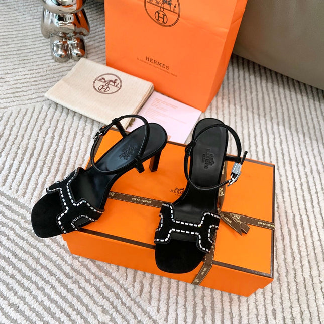 HIGH SANDAL 8.5 CM IN BLACK SUEDE