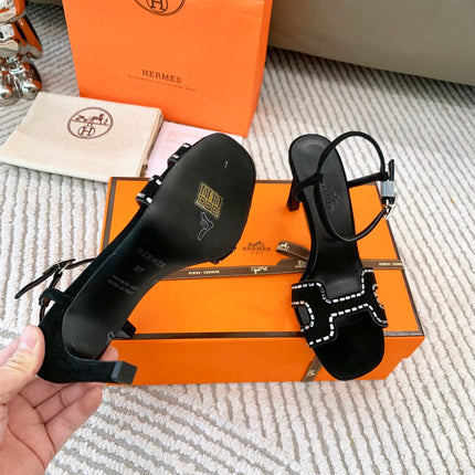 HIGH SANDAL 8.5 CM IN BLACK SUEDE