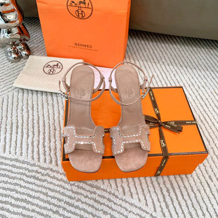 HIGH SANDAL 8.5 CM IN PEACH PINK SUEDE