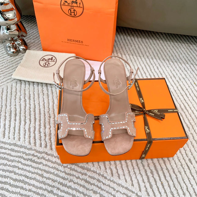 HIGH SANDAL 8.5 CM IN PEACH PINK SUEDE