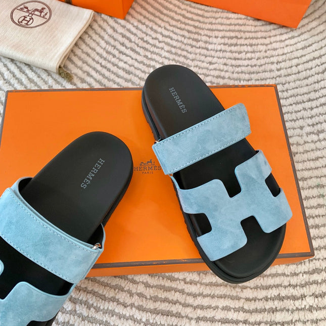 HM CHYPRE SANDAL IN LIGHT BLUE SUEDE