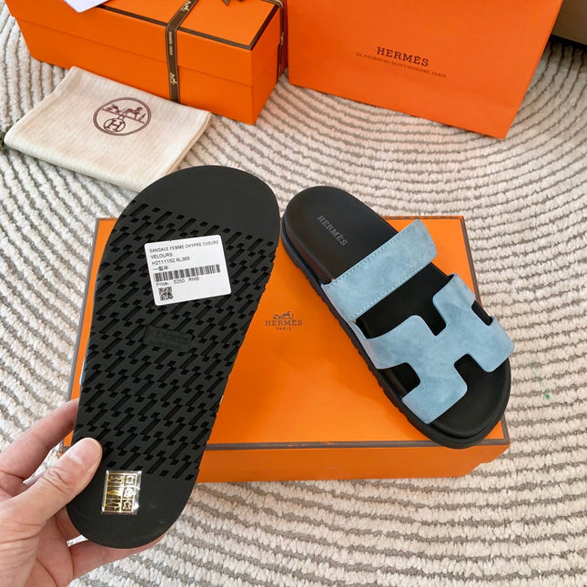 HM CHYPRE SANDAL IN LIGHT BLUE SUEDE