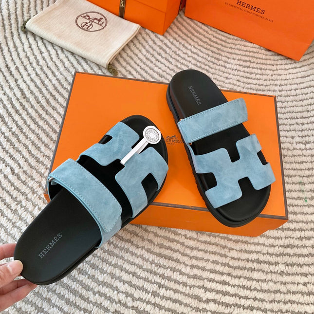 HM CHYPRE SANDAL IN LIGHT BLUE SUEDE