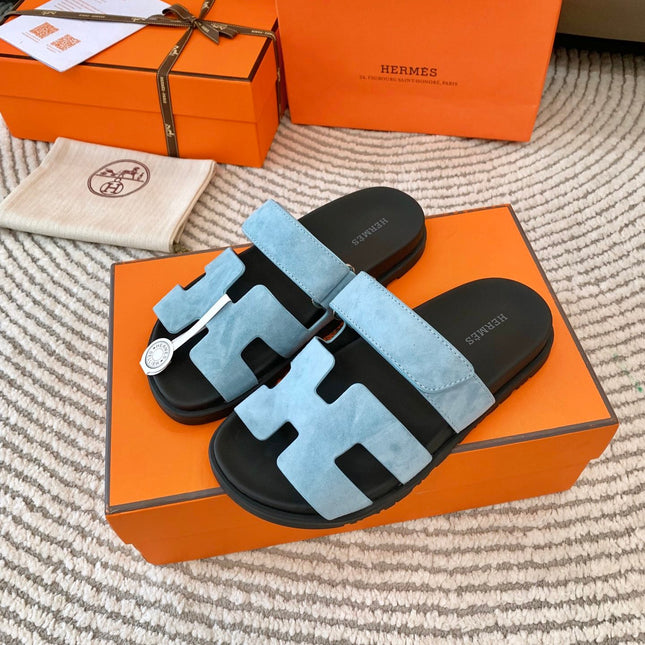 HM CHYPRE SANDAL IN LIGHT BLUE SUEDE