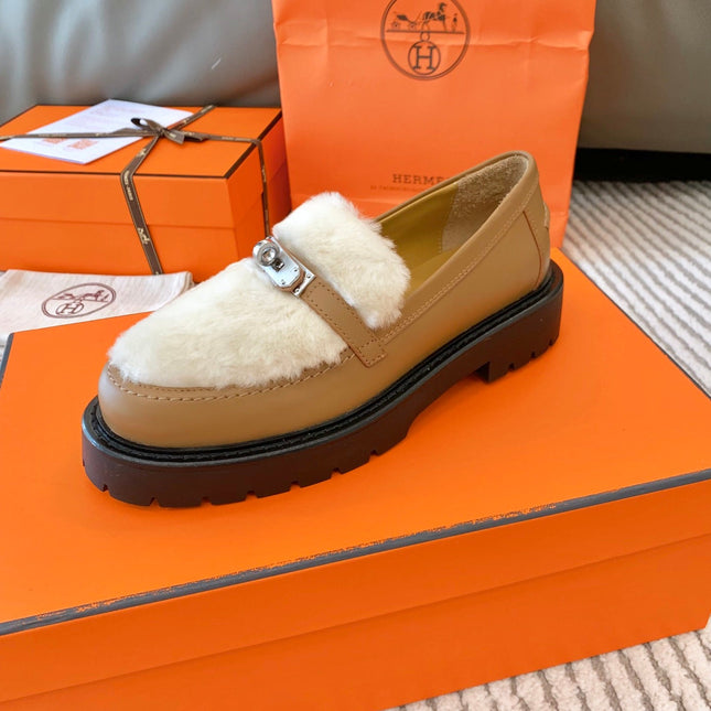 ICONE LOAFER IN PERU BROWN CALFSKIN WITH WHITE SHEARLING