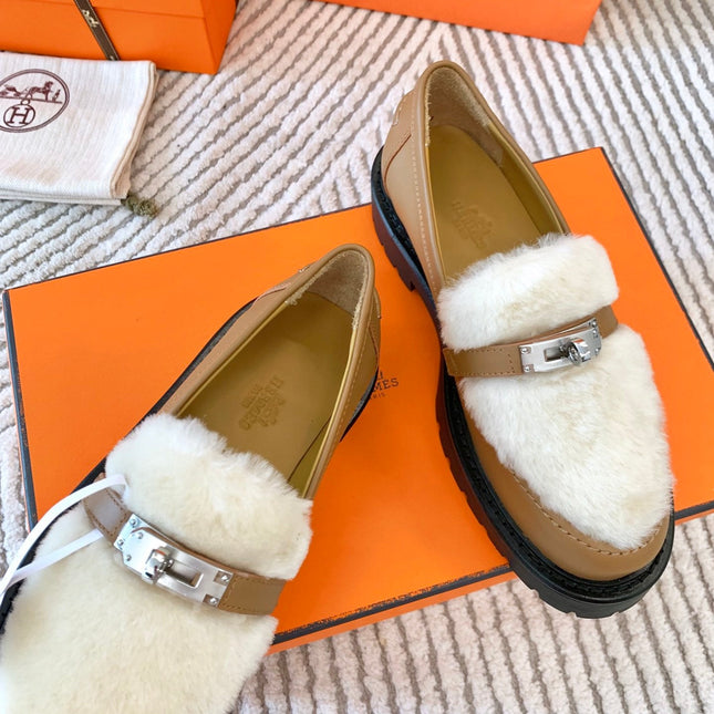 ICONE LOAFER IN PERU BROWN CALFSKIN WITH WHITE SHEARLING
