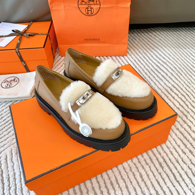 ICONE LOAFER IN PERU BROWN CALFSKIN WITH WHITE SHEARLING