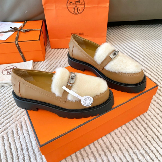 ICONE LOAFER IN PERU BROWN CALFSKIN WITH WHITE SHEARLING