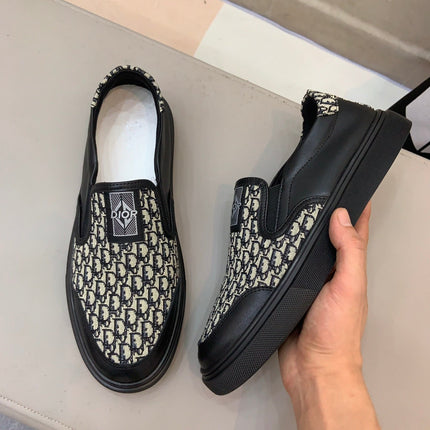 CD B23 SLIP ON BLACK CALFSKIN AND BEIGE FABRIC