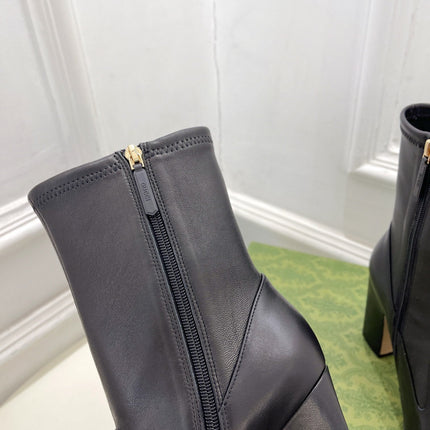 HORSEBIT ANKLE BOOTS 9.5CM IN BLACK SHEEPSKIN